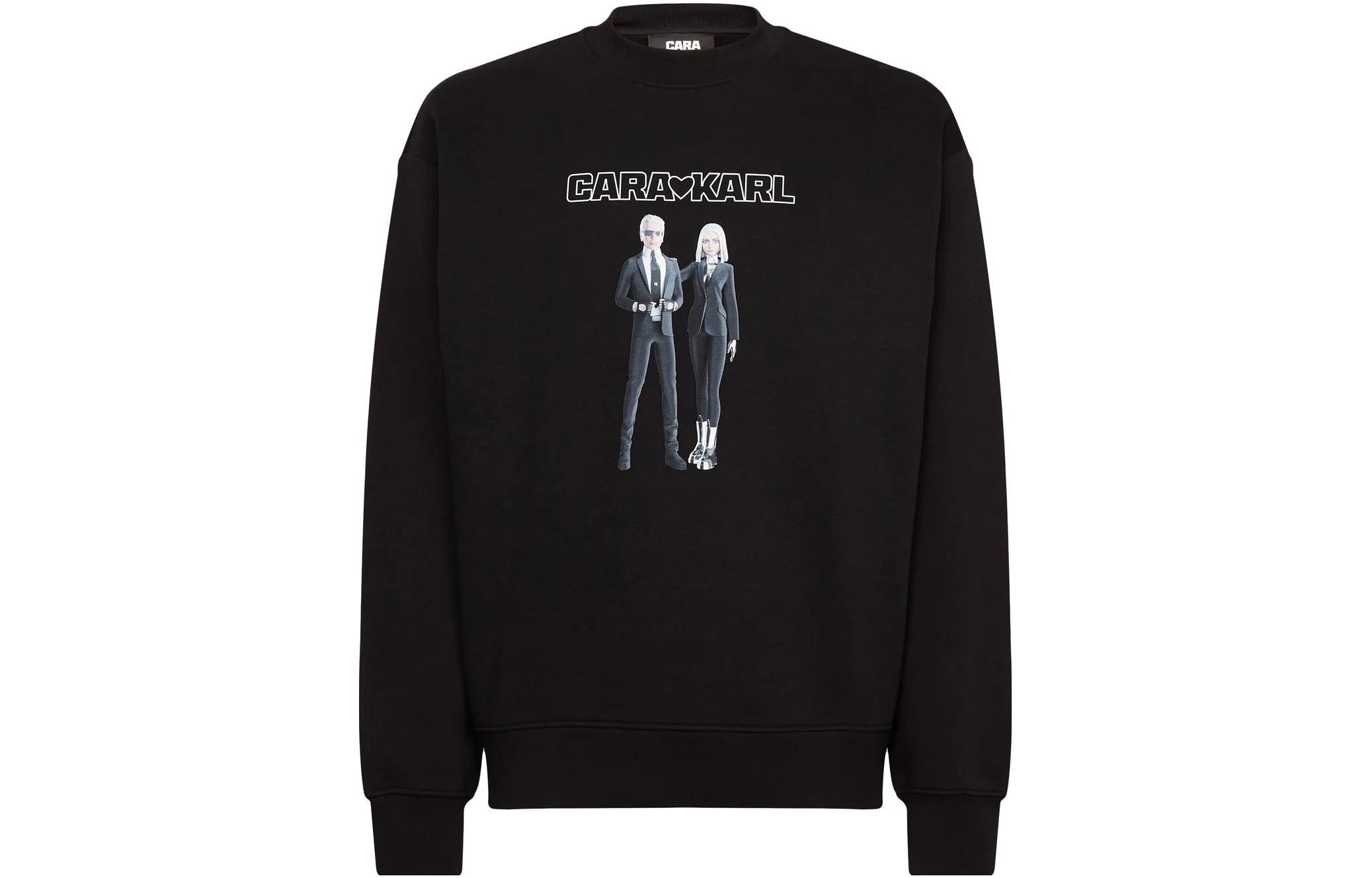 Karl Lagerfeld Black Pullover Sweatshirt with Letter Print Design 226M1861999