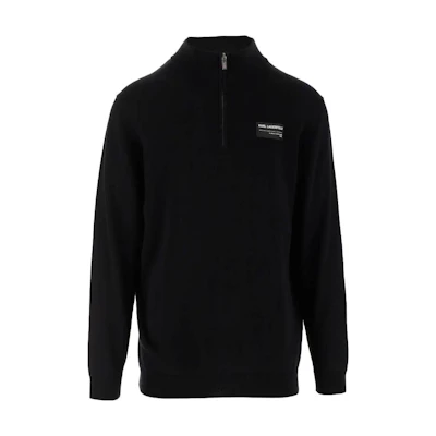 Karl Lagerfeld Black Pullover Sweatshirt with Letter Print and Stand Collar 655082531304-990