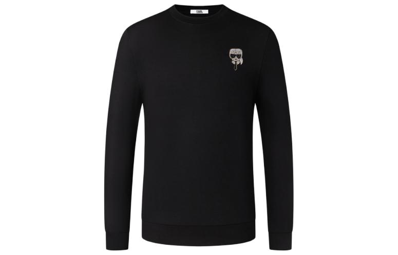 Karl Lagerfeld Black Rhinestone Logo Sweatshirt Fashion Pullover 226N1703