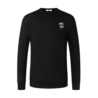 Karl Lagerfeld Black Rhinestone Logo Sweatshirt Fashion Pullover 226N1703