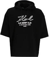 Karl Lagerfeld Black Short-Sleeve Hoodie with Letter Logo Print 705128542900 Karl Lagerfeld Black Short-Sleeve Hoodie with Letter Logo Print 705128542900