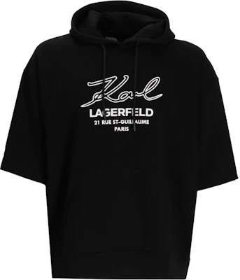 Karl Lagerfeld Black Short-Sleeve Hoodie with Letter Logo Print 705128542900 Buy Karl Lagerfeld Black Short-Sleeve Hoodie with Letter Logo Print 705128542900