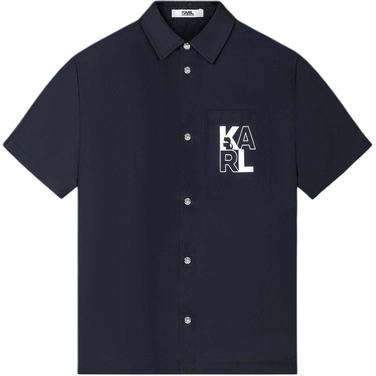 Karl Lagerfeld Black Short-Sleeve Jacket with Logo Letter Pattern 1K1D10101008