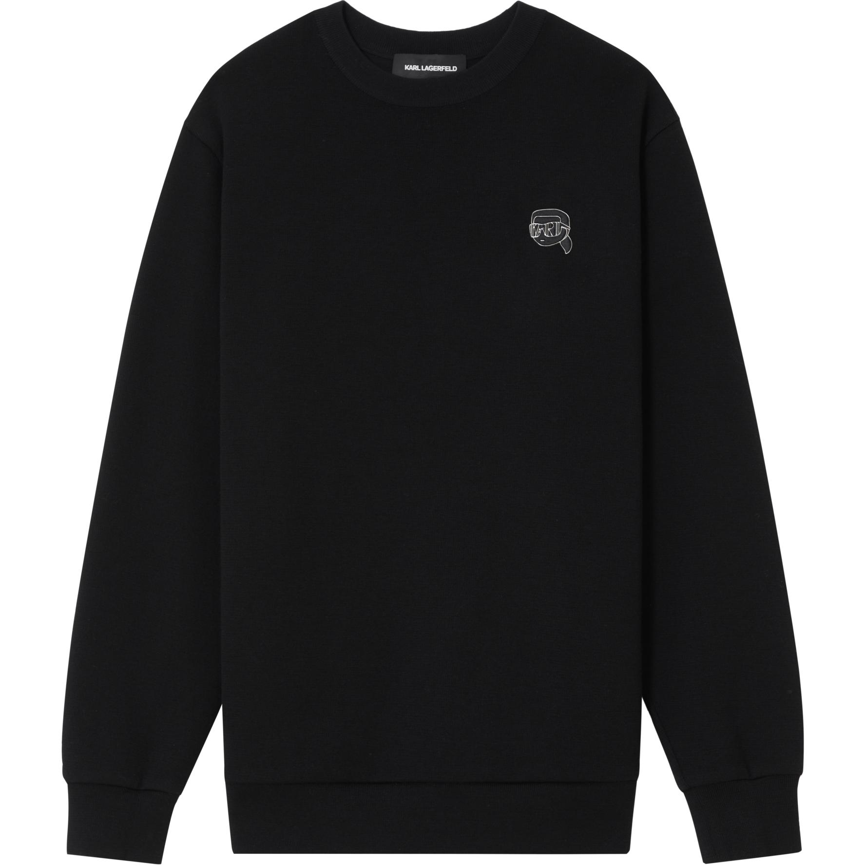 Karl Lagerfeld Black Solid Color Loose Fit Crewneck Sweatshirt 1K1D50603825