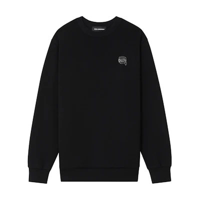 Karl Lagerfeld Black Solid Color Loose Fit Crewneck Sweatshirt 1K1D50603825