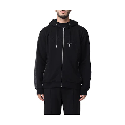 Karl Lagerfeld Black Solid Hooded Zip Jacket Outdoor Casual Wear 705003592910-990