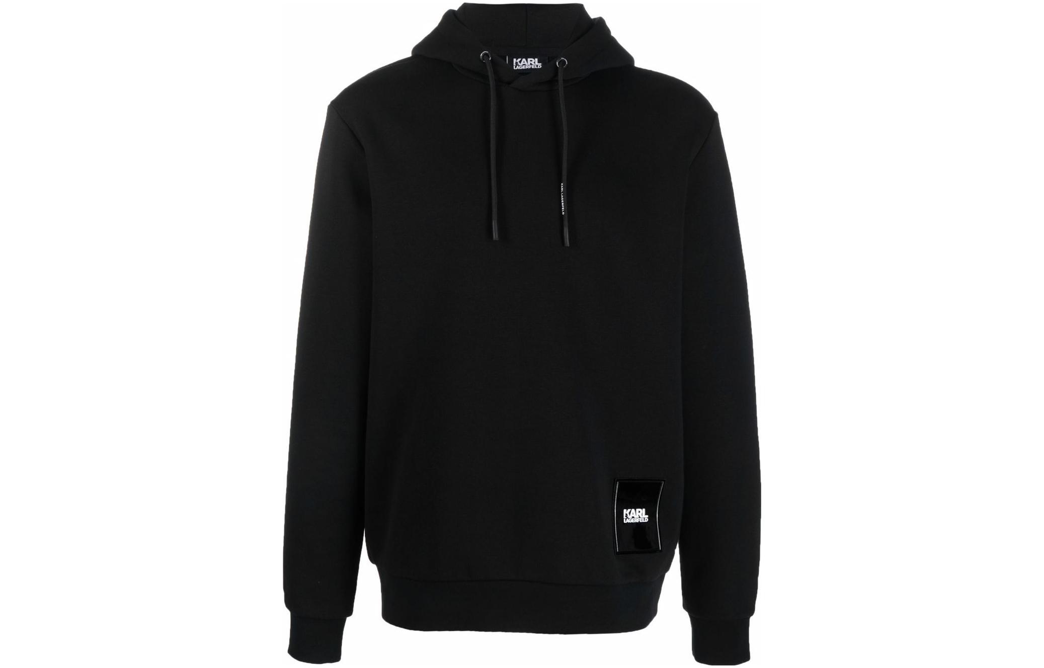 Karl Lagerfeld Black Solid Logo Hoodie KL210202990