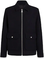 Karl Lagerfeld Black Solid Zip-Up Collar Jacket 245M1504310 Karl Lagerfeld Black Solid Zip-Up Collar Jacket 245M1504310