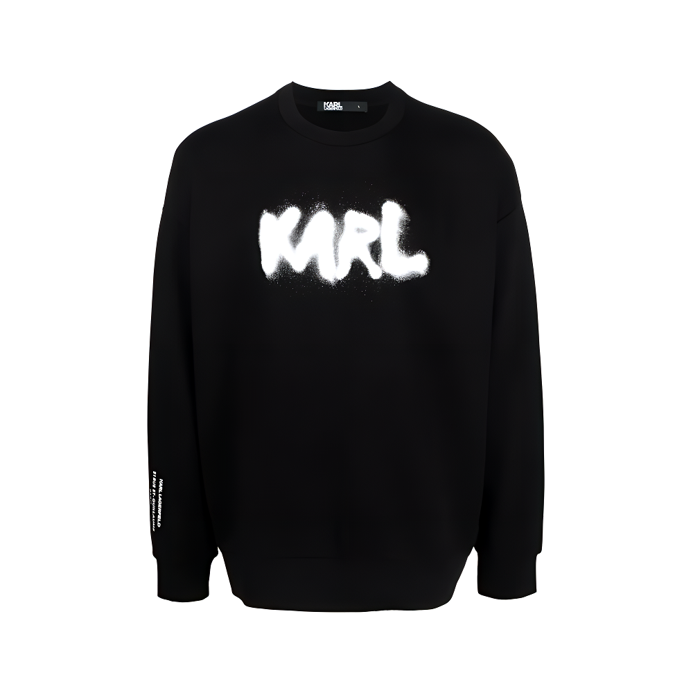 Karl Lagerfeld Black Spray Paint Logo Print Pullover Sweatshirt Men 705219524910990