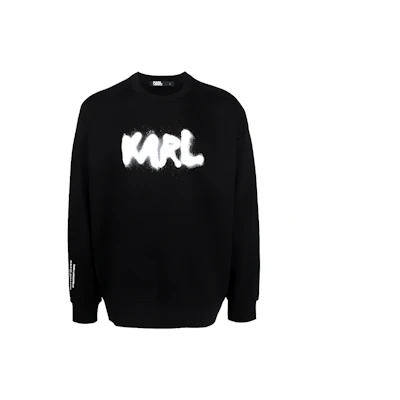 Karl Lagerfeld Black Spray Paint Logo Print Pullover Sweatshirt Men 705219524910990