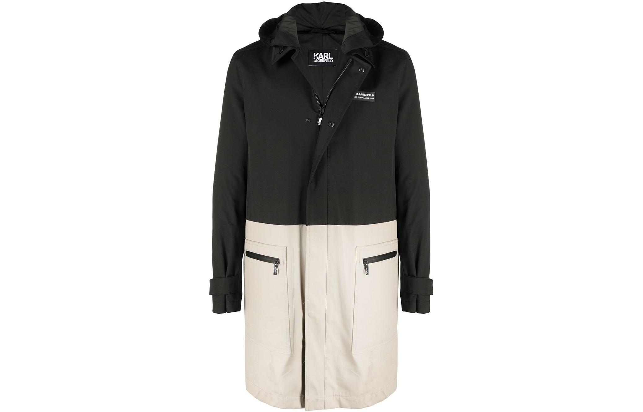 Karl Lagerfeld Black Two-Tone Hoodie Jacket for Street & Travel KL210012994