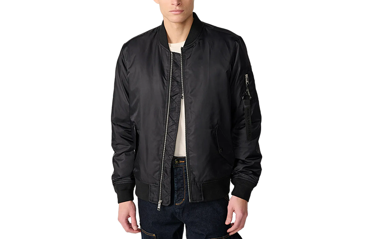 Karl Lagerfeld Black Urban Street Logo Embroidered Zip-Up Jacket LM3J4987