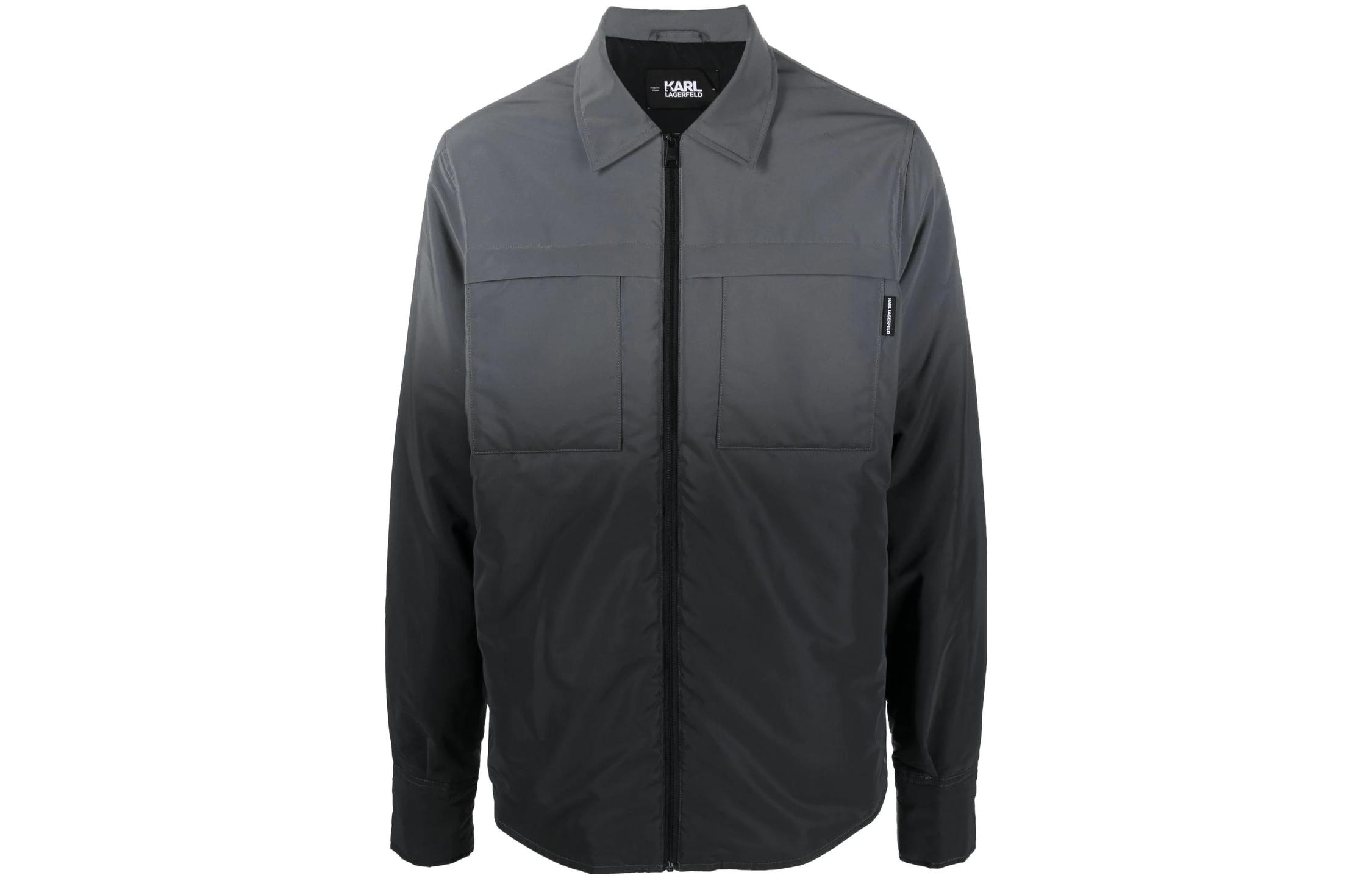 Karl Lagerfeld Black V-Neck Long Sleeve Jacket for Men - Streetwear Travel Style 226M1585291