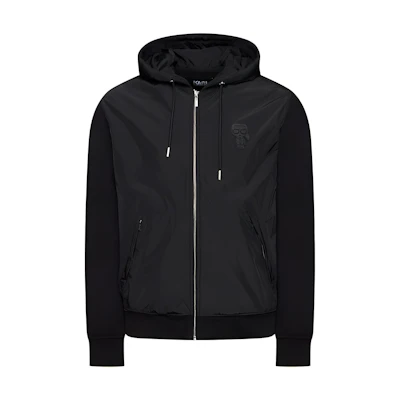 Karl Lagerfeld Black Zip-Up Hoodie Jacket with Logo Patch for Outdoors 5050640512562