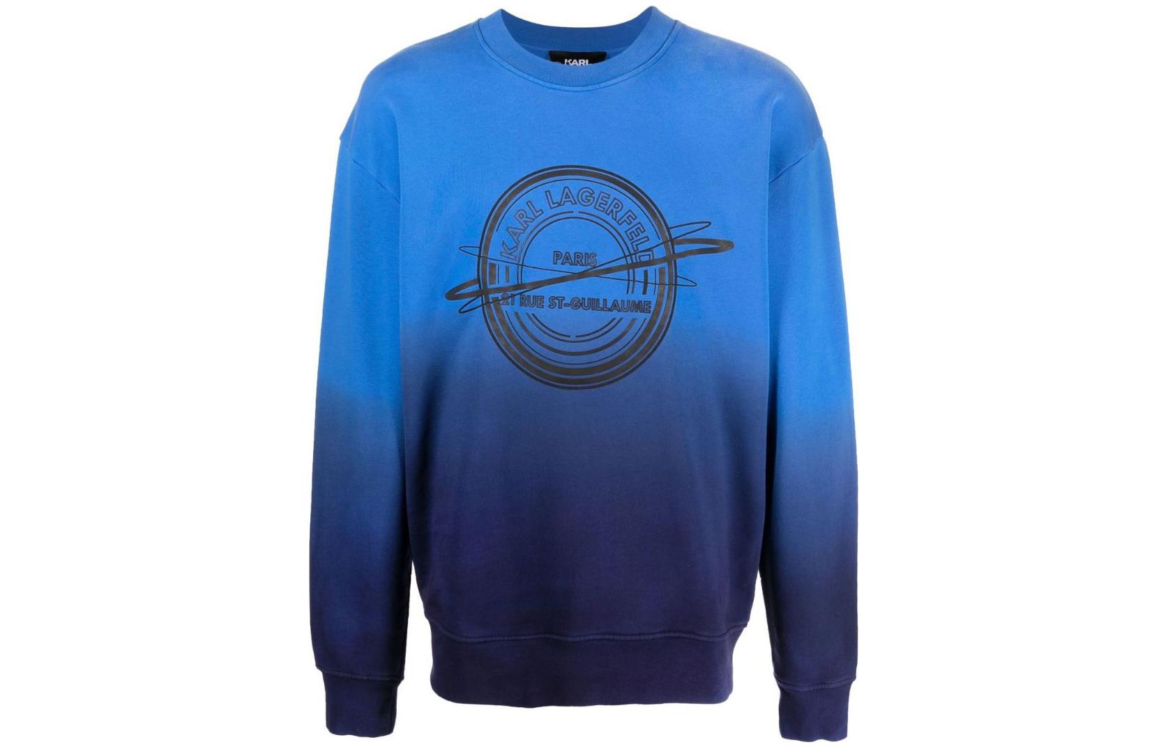 Karl Lagerfeld Blue Crewneck Letter Print Pullover Sweatshirt 230M1811338