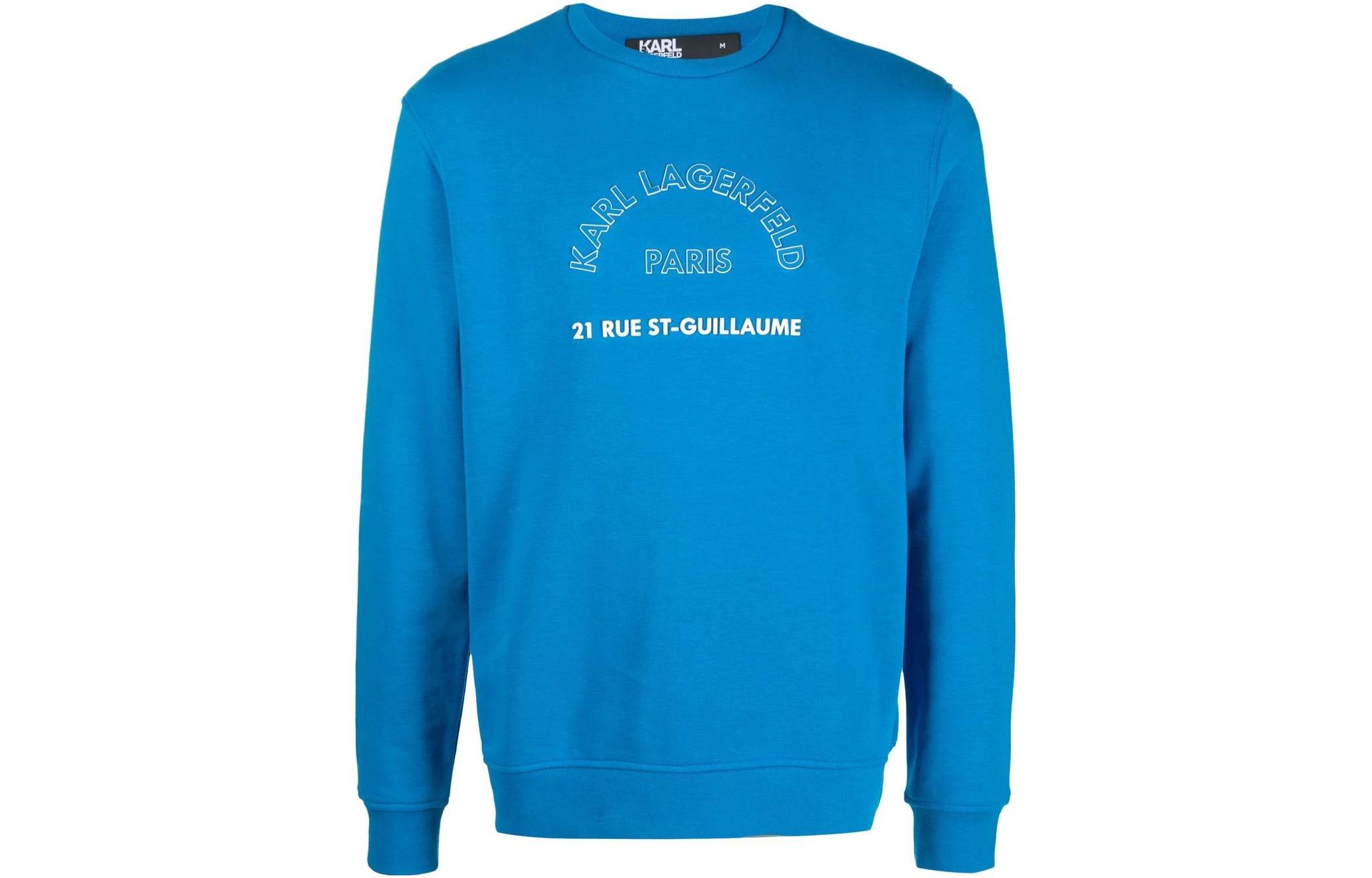 Karl Lagerfeld Blue Crewneck Sweatshirt with Chest Lettering 705420524910650