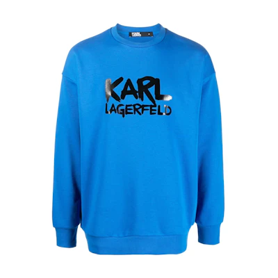 Karl Lagerfeld Blue Crewneck Sweatshirt with Logo Print 705280531900650