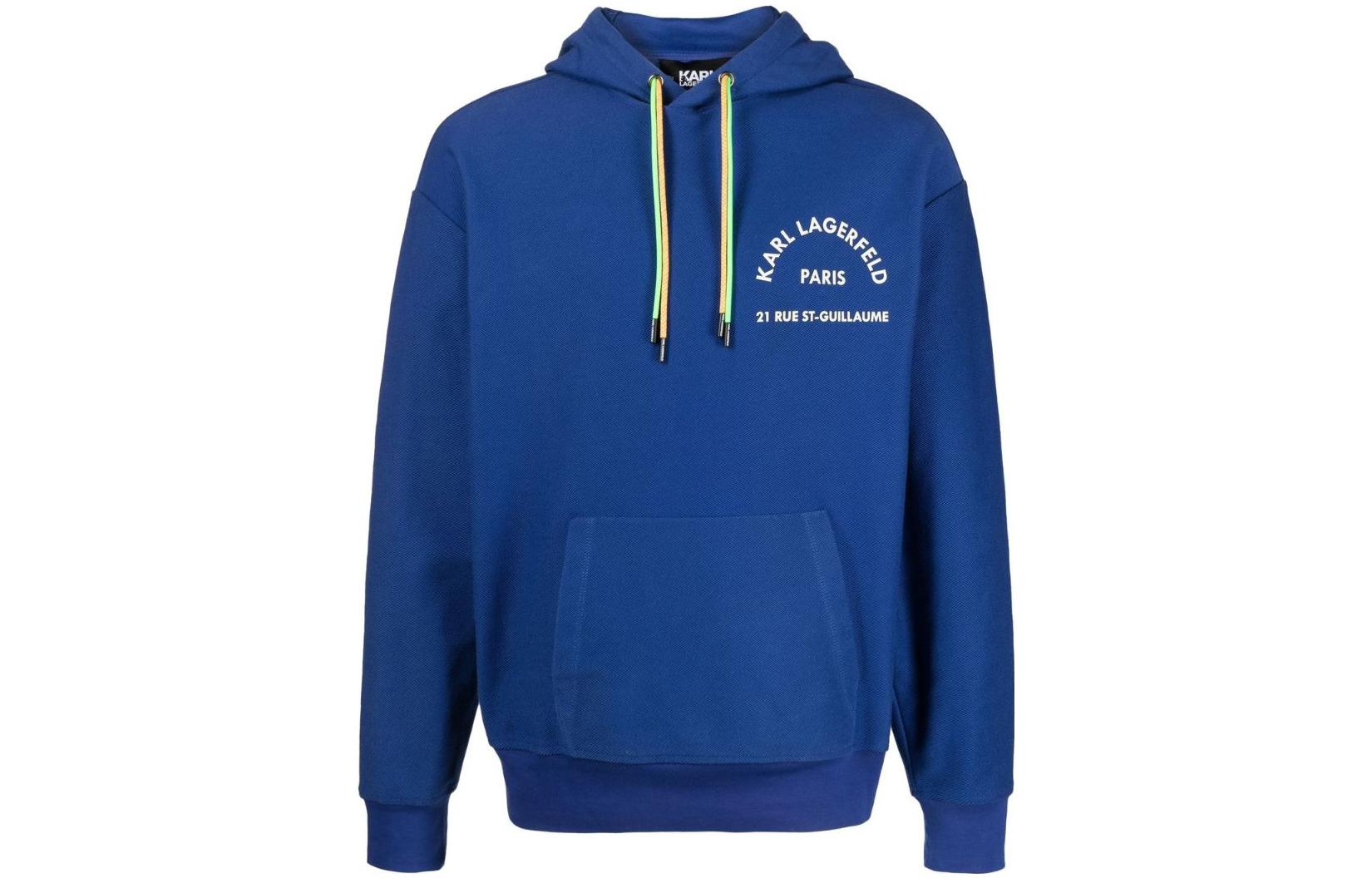 Karl Lagerfeld Blue Hoodie with Logo Letter Print Design 235M1810658