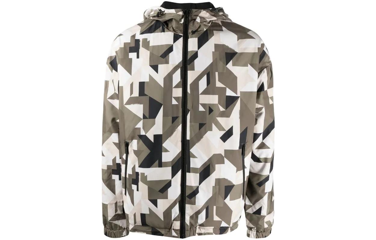 Karl Lagerfeld Camo Print Zip Hoodie Jacket - Multicolor Urban Streetwear 505006