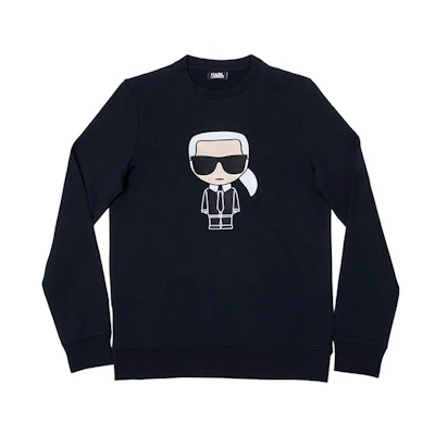 Karl Lagerfeld Cartoon Print Crewneck Casual Sweatshirt Black 705040582950