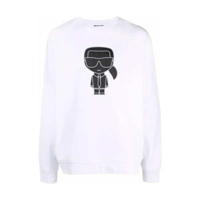 Karl Lagerfeld Cartoon Print Crewneck Pullover Sweatshirt White () 705077051290010