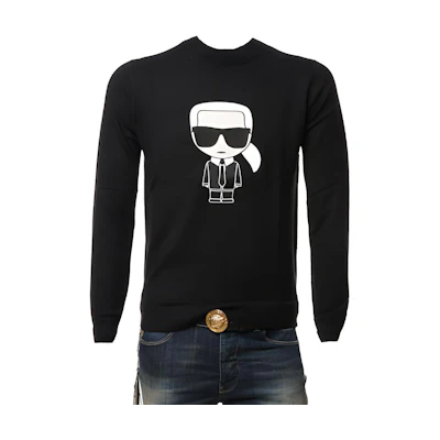 Karl Lagerfeld Cartoon Print Crewneck Sweatshirt Black 655042512305