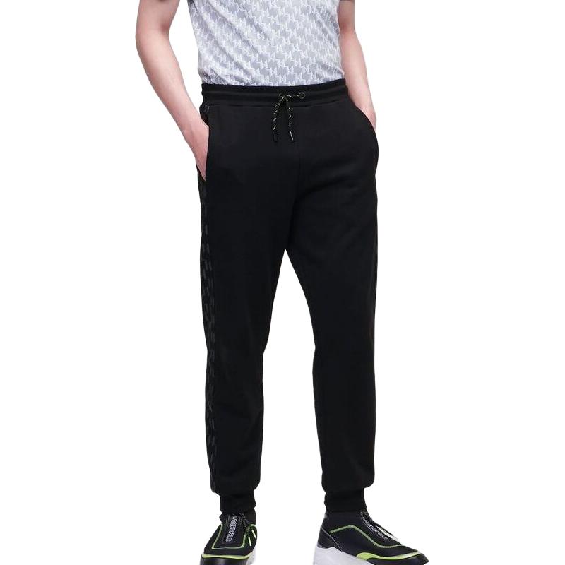 Karl Lagerfeld Casual Black Jogger Pants - Mid-Rise Letter Print Commuter Style 225M1051