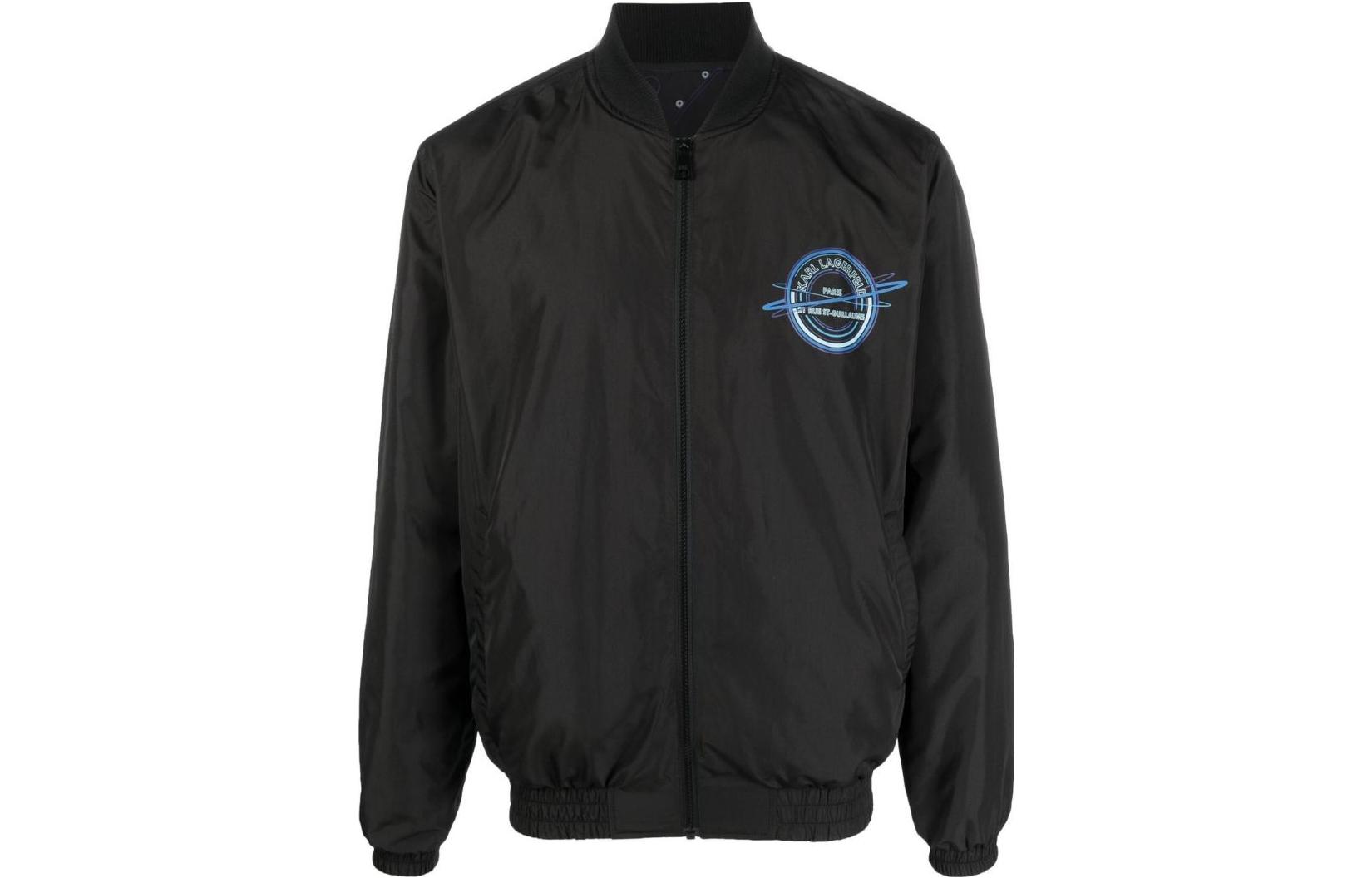 Karl Lagerfeld Casual Zip Letter Print Jacket Black 230M1480Q12