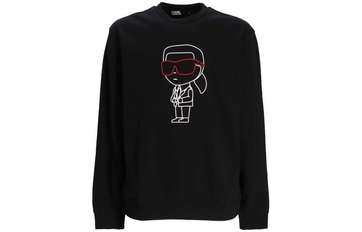 Karl Lagerfeld Character Print Crewneck Sweatshirt Black - 705420532900-990