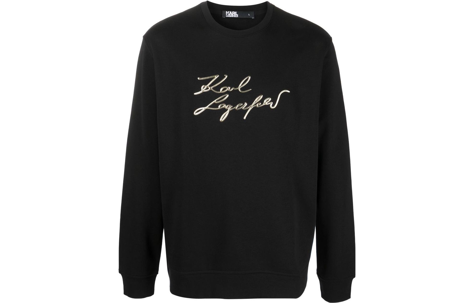 Karl Lagerfeld Colorblock Logo Print Crewneck Sweatshirt Black () 705403521900160