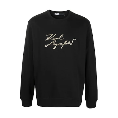 Karl Lagerfeld Colorblock Logo Print Crewneck Sweatshirt Black () 705403521900160