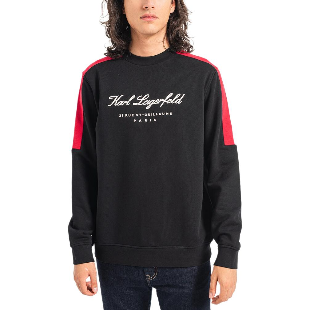 Karl Lagerfeld Colorblock Logo Print Crewneck Sweatshirt Black () 705429534910-990