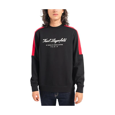 Karl Lagerfeld Colorblock Logo Print Crewneck Sweatshirt Black () 705429534910-990