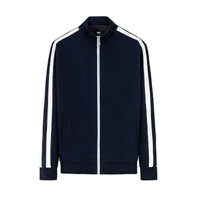 Karl Lagerfeld Colorblock Stripe Zip-Up Sweatshirt Navy Blue - 237M1811