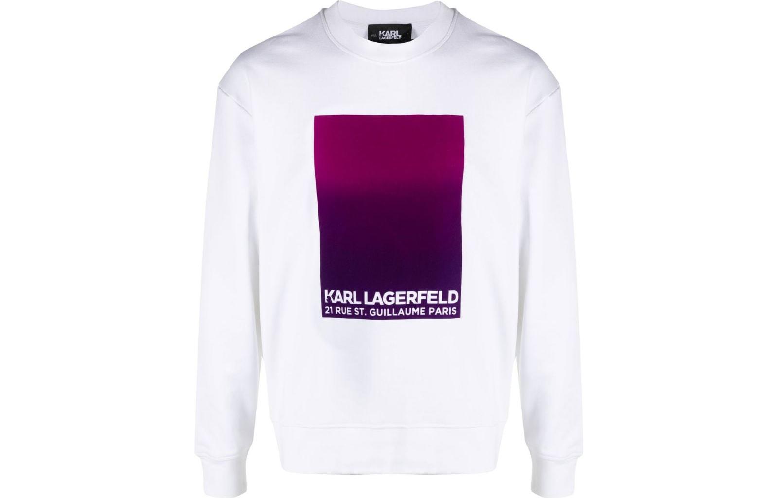 Karl Lagerfeld Crewneck Letter Print Sweatshirt White 230M1883100