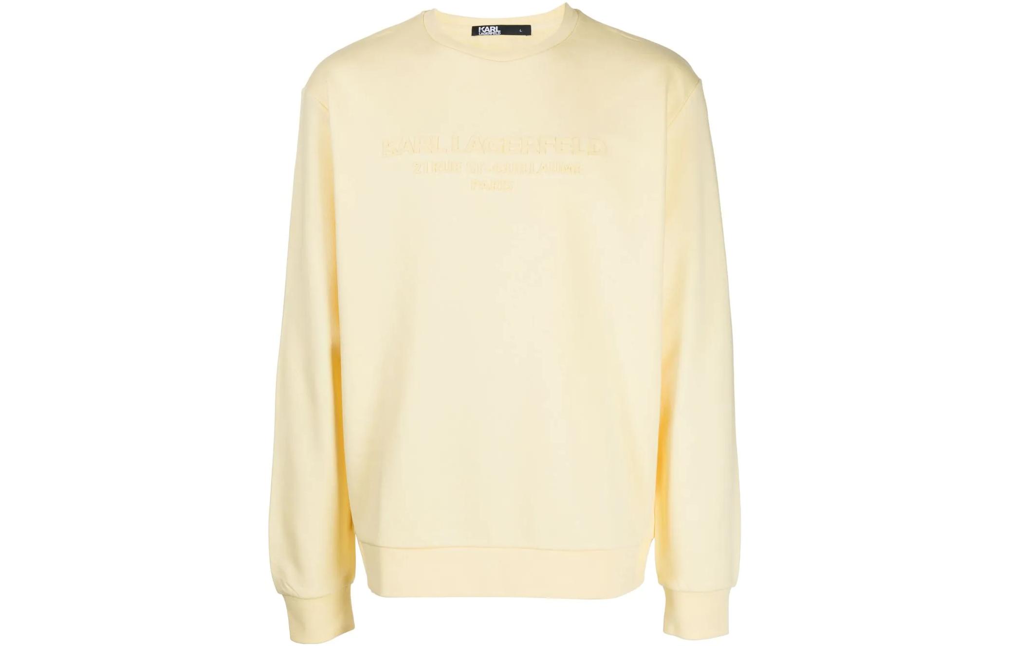 Karl Lagerfeld Embossed Logo Crewneck Sweatshirt Pastel Yellow 705004521900100