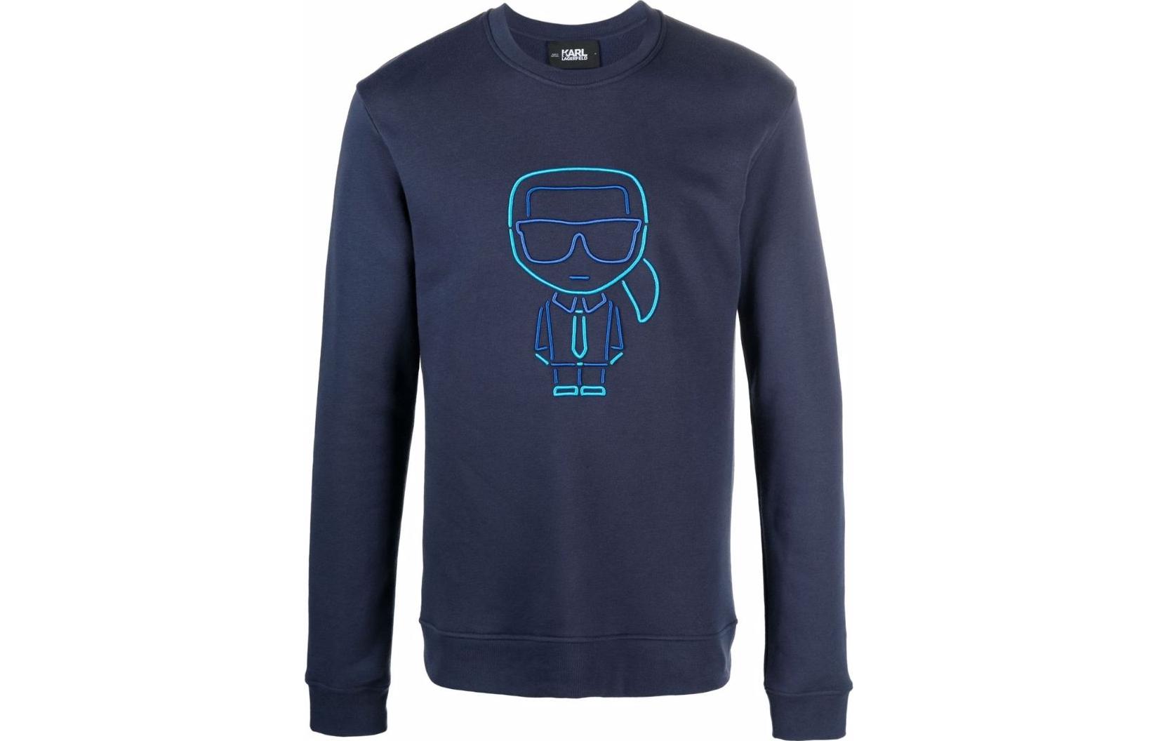 Karl Lagerfeld Embroidered Logo Crewneck Sweatshirt Men’s Blue 215M1801310310