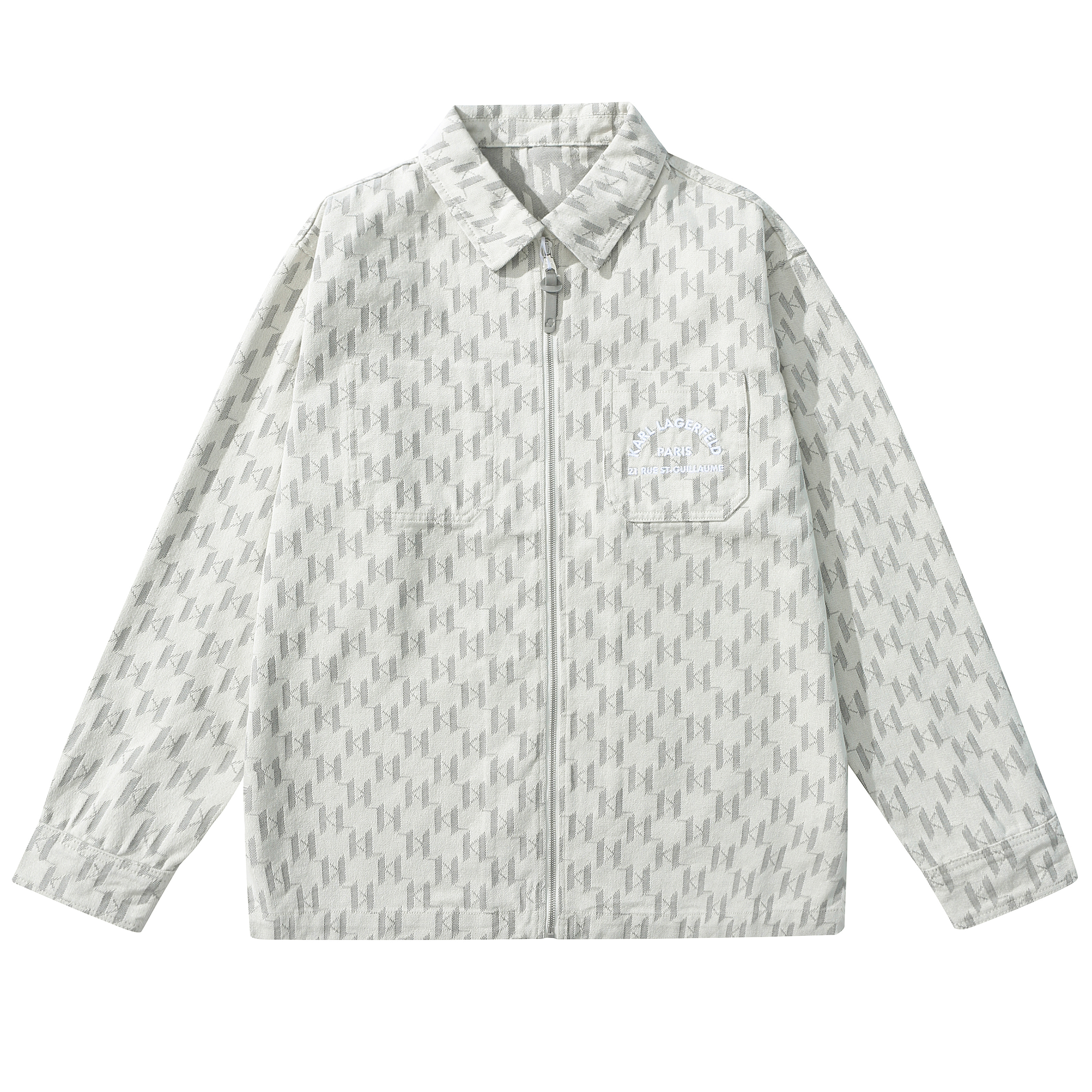 Karl Lagerfeld Embroidered Zip Jacket - Light Luxury Beige Casualwear 1K1D50101862