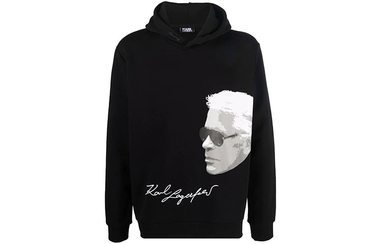 Karl Lagerfeld FW21 Logo Print Hoodie Black Fashion 705007512-913
