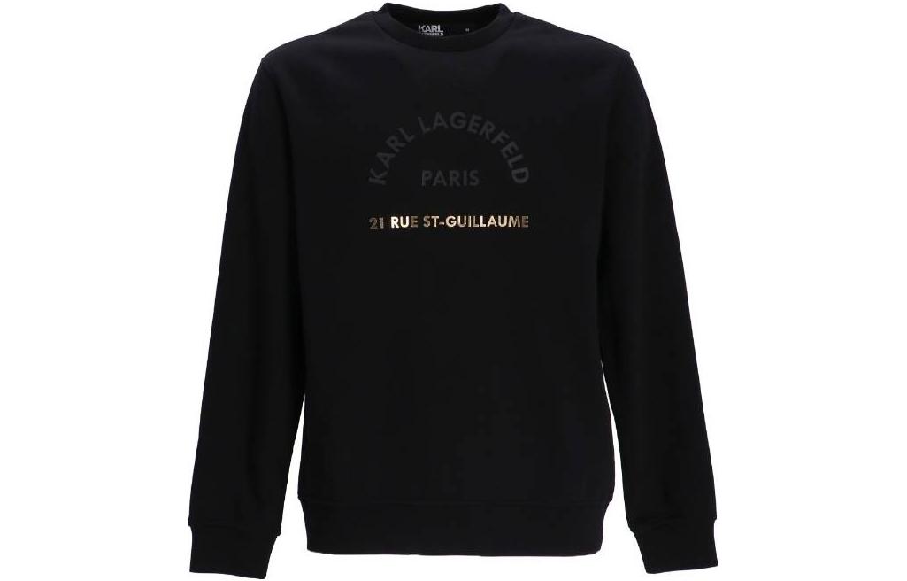 Karl Lagerfeld FW22 Dark Pullover Crewneck Sweatshirt with Chest Print 705420524910160