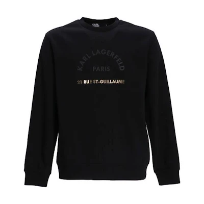 Karl Lagerfeld FW22 Dark Pullover Crewneck Sweatshirt with Chest Print 705420524910160