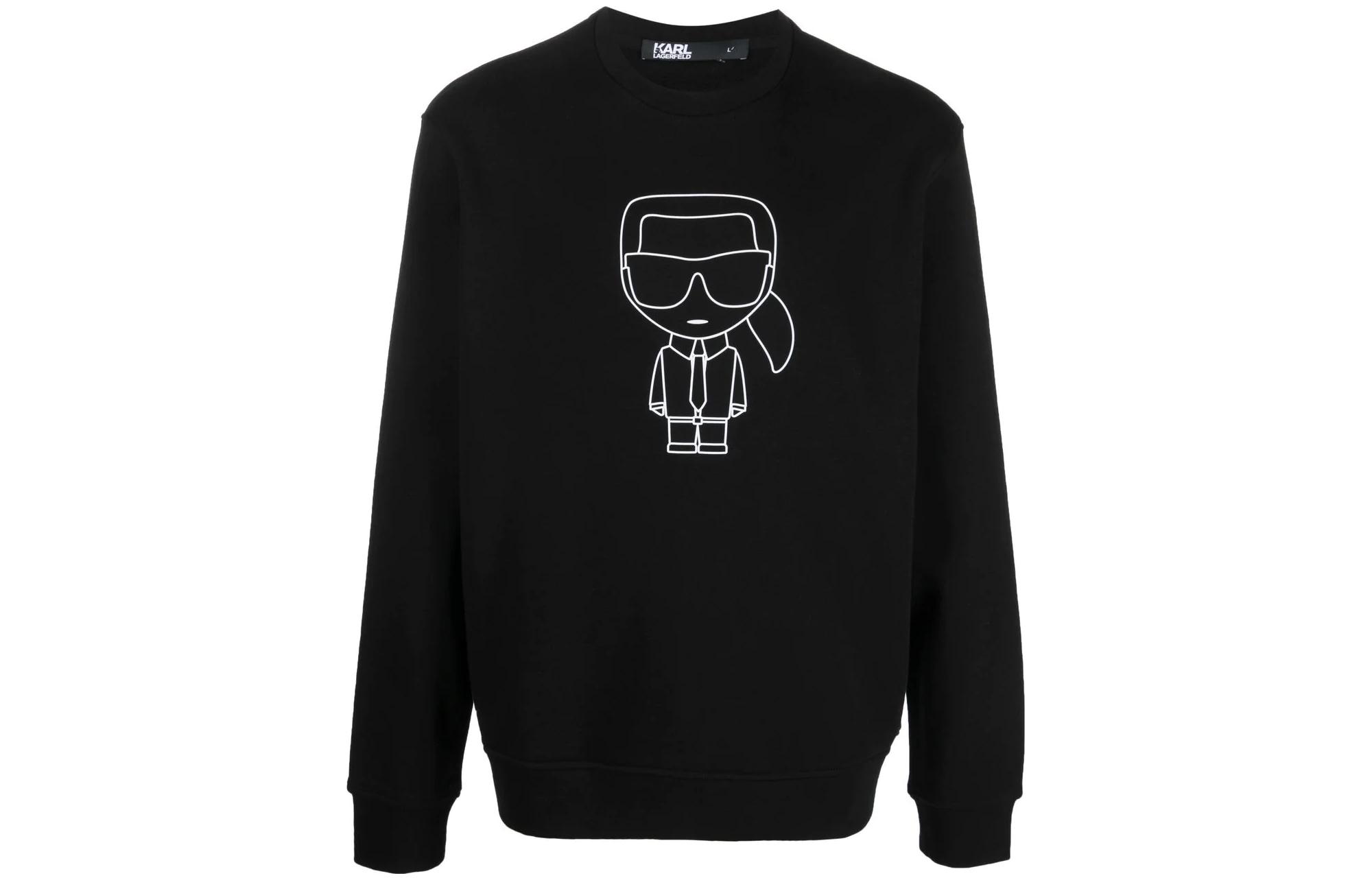 Karl Lagerfeld FW22 Logo Print Crewneck Pullover Sweatshirt Men’s Black 705043524910-990