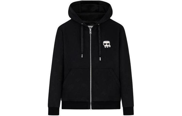 KARL LAGERFELD FW23  Black Graphic Zip-Up Hoodie Jacket 1K1B50101538