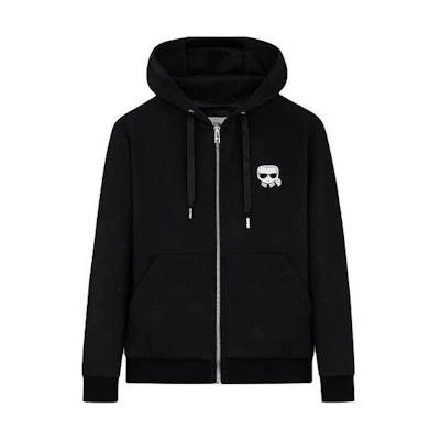 KARL LAGERFELD FW23 Black Graphic Zip-Up Hoodie Jacket 1K1B50101538