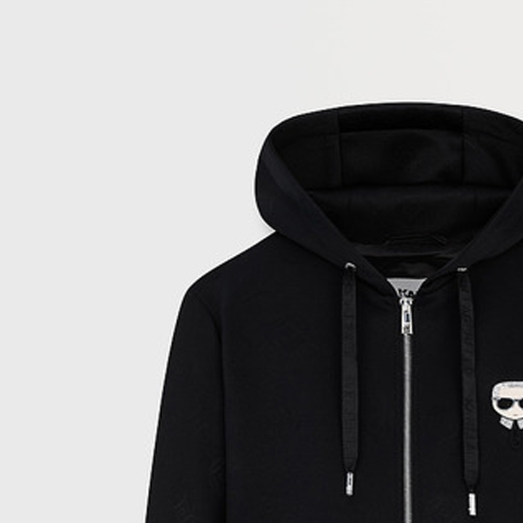 Details for KARL LAGERFELD FW23 黑色圖案拉鍊連帽外套 1K1B50101538