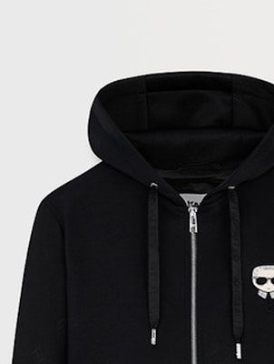 KARL LAGERFELD FW23 黑色圖案拉鍊連帽外套 1K1B50101538 Details for KARL LAGERFELD FW23 黑色圖案拉鍊連帽外套 1K1B50101538