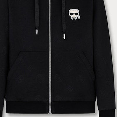 KARL LAGERFELD FW23 黑色圖案拉鍊連帽外套 1K1B50101538 Sizing KARL LAGERFELD FW23 黑色圖案拉鍊連帽外套 1K1B50101538