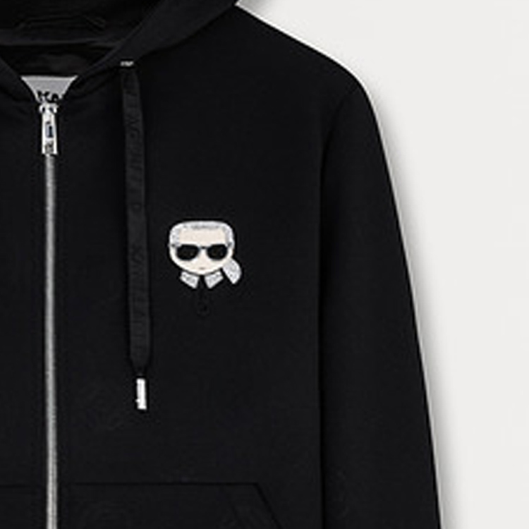 Cheap KARL LAGERFELD FW23 黑色圖案拉鍊連帽外套 1K1B50101538