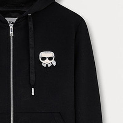 KARL LAGERFELD FW23 黑色圖案拉鍊連帽外套 1K1B50101538 Cheap KARL LAGERFELD FW23 黑色圖案拉鍊連帽外套 1K1B50101538