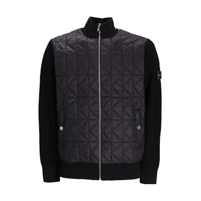 Karl Lagerfeld FW23 Black High Neck Zip-Up Jacket with Patchwork Design 655030534304